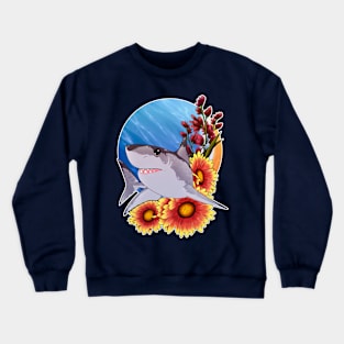 Shark and Flowers Crewneck Sweatshirt